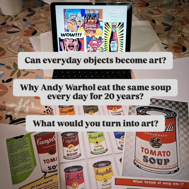 Class on Pop Art or how ordinary becoming extraordinary... Even a can of soup! With @summerluartworks#popartforkids #artforkidsdublin #theartcabin #artclassessouthdublin