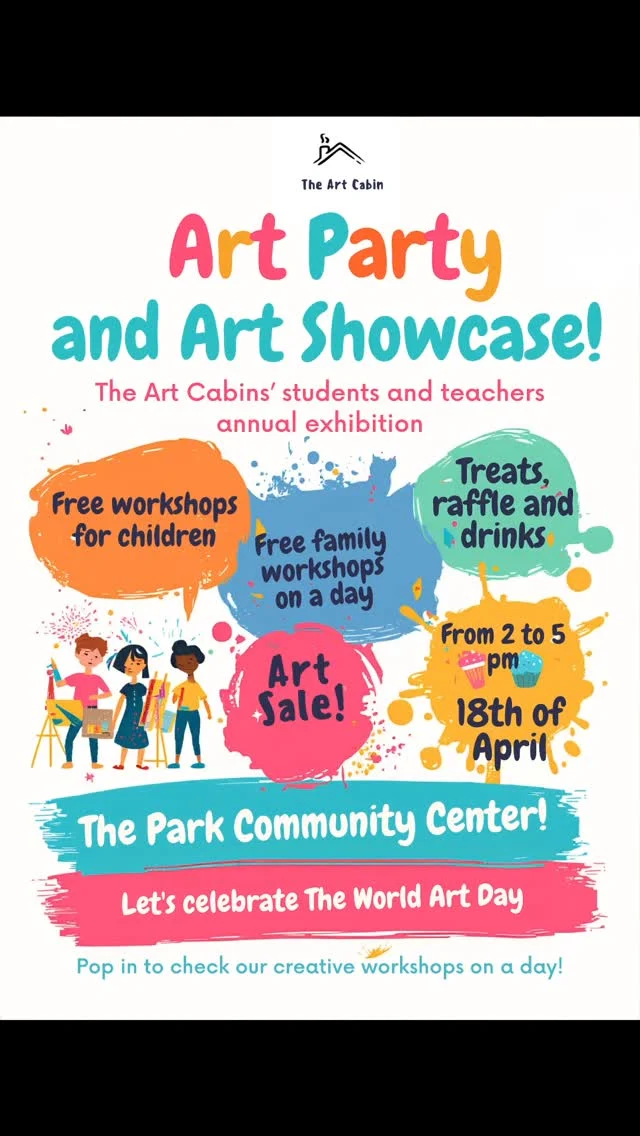 Pattyyy! We celebrate the World Art Day with the Annual Showcase of students-teachers artwork. Saturday April 18th from 2 to 5 pm at the @theparkcommunitycentre !Drinks and sweet treats are in the listWe are having family workshops, where you can paint along with your children. Childrens workshops, age 4 to 10Tables with art materials, so even the little ones will have fun!You can check our students and teachers work and even buy some for a reasonable cost. We are also planning a raffle with nice arty prizes.Pop up yourself or with your children to have an art fun and a chat x#theartcabin #artpartydublin #theparkcommunitycentre #artexhibitiondublin #artgallerydublin