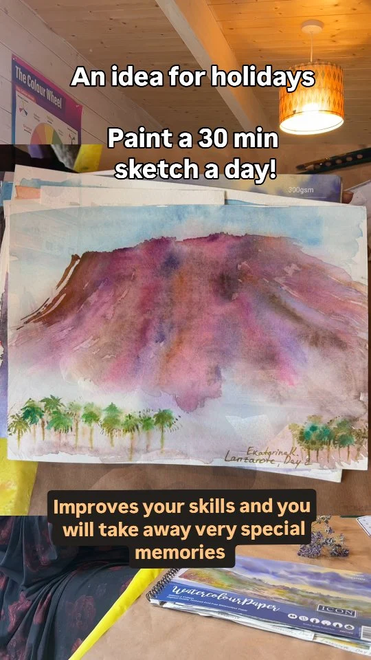 Needed a way to relax on holidays with children 😄
It worked! 🎨Try for yourself,  don't overthink it, just a quick sketch a day! 🩷#sketched #holidays #lanzarote #holidayfornodrinkers #artoclock