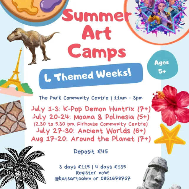Not an ordinary camp, but an adventure!Please note, the Moana camp is on afternoons and at the Firhouse Community Centre!Check them out! x#summercampsdublin
#artsummercamps
#artschooldublin
#arttravel
#artcampdublin