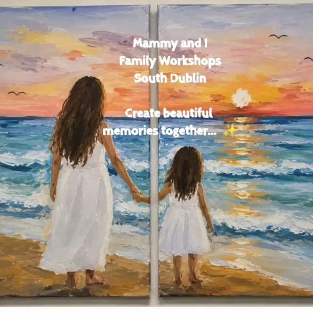 Every Saturday we gather together to have creative family fun and quality time. Join us!This Saturday the 13th of June at 2 pm at The Firhouse Community Centre D24AH70 we will paint this beautiful dyptich✨️We learn to paint sunset,  sea and people in a fun easy way✨️Boys are welcome too!!No experience needed! Suitable for children from age of 5
Real fun for parentsLooking forward to paint together ❤️#artworkshopsdublin
#familyworkshopdublin
#familyartdublin
#artforkidsdublin
#motherdaughtertime