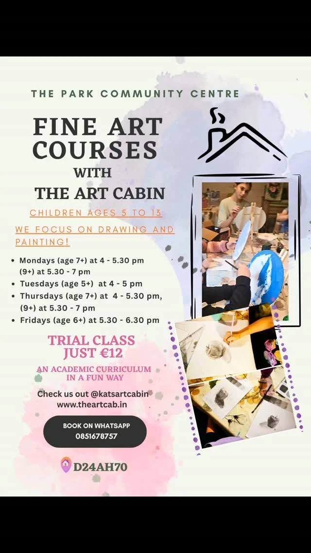 A few spaces left for Children 5+ for Tuesdays 4 to 5 pm
2 spaces Monday 4 pm and 5.30.pm
1 space Fridays 5.30Looking forward to welcome your artists 🎨 ✨️👨‍🎨👩‍🎨#artschooldublin #artsouthdublin #artclassesdublin #artclassescitywest